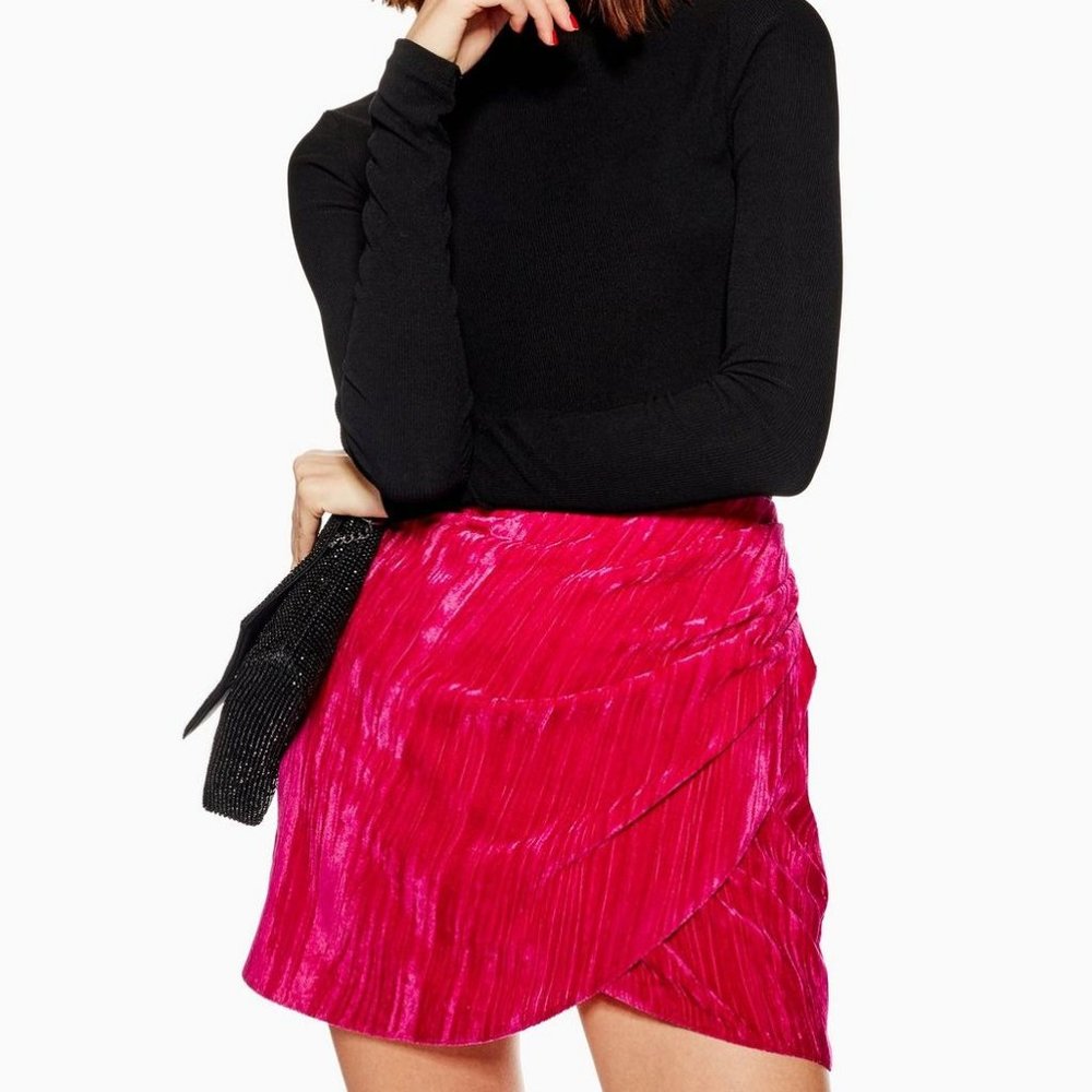 NWT Topshop Hot Pink Velvet Skirt